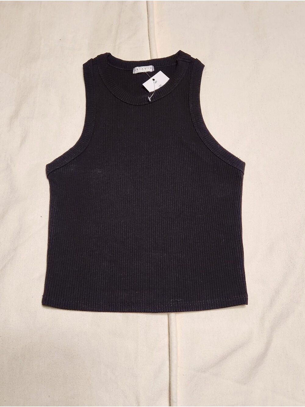Briavia Ribbed Sleeveless Racerback Black Brown Yellow Crop Tank Bundle Small - Picture 3 of 10